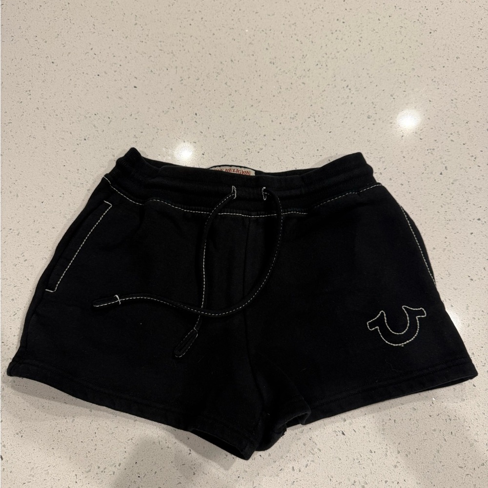 True Religion Black Women's Logo Athletic Shorts
